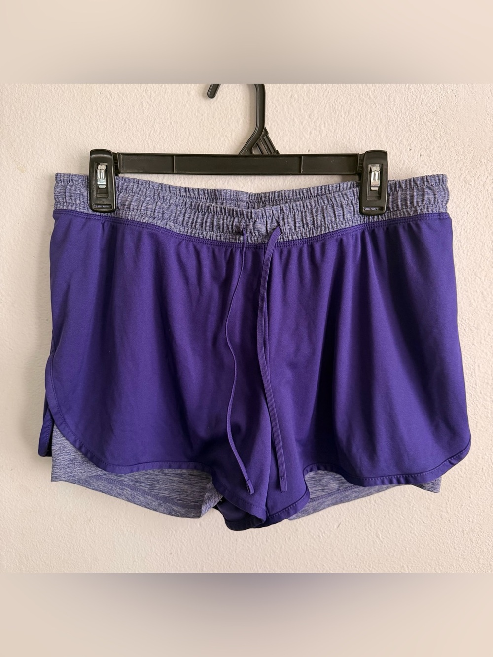 Champion Purple Double-Layer Athletic Shorts with Heather Waistband